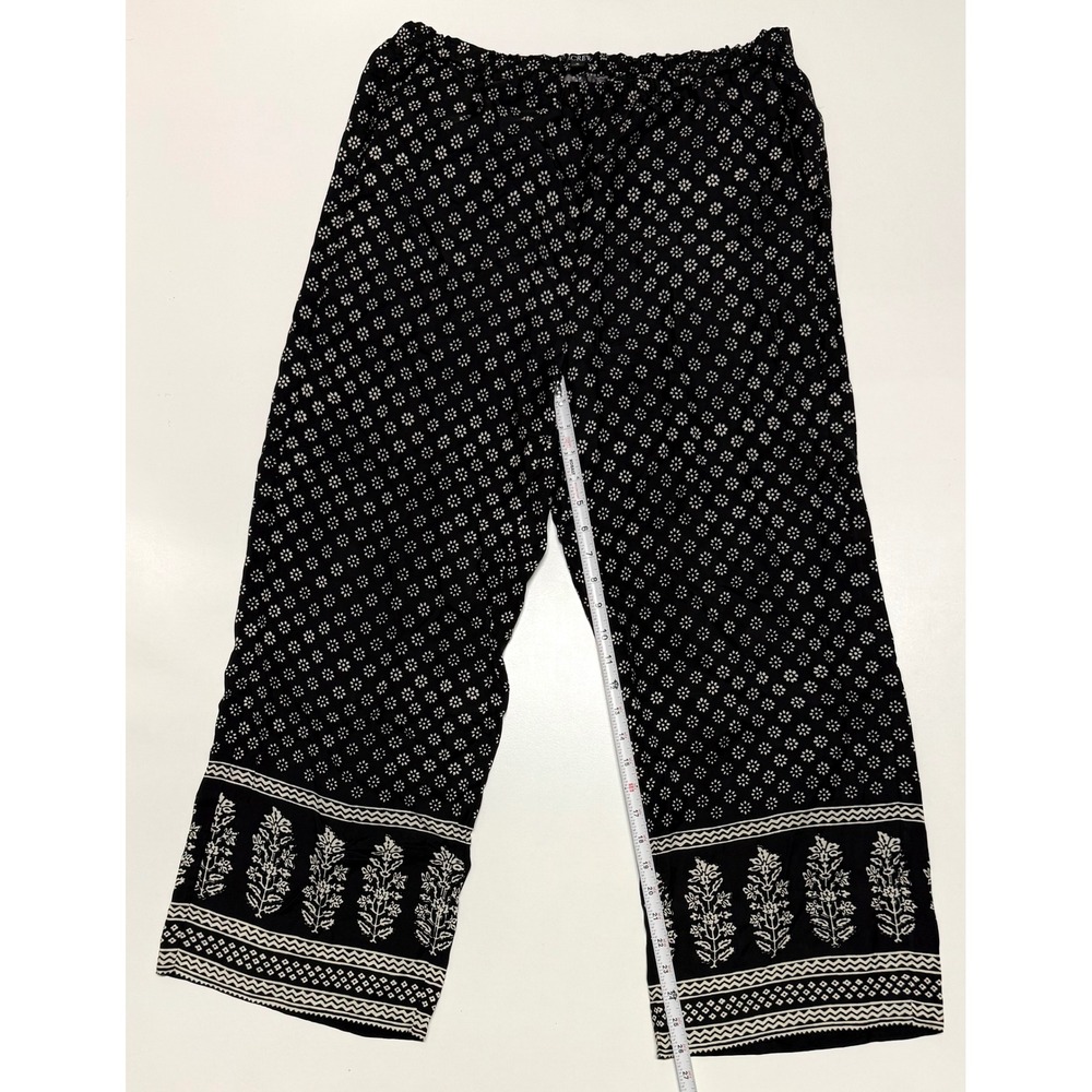 J.Crew Womens Black Floral Medallion Print Cropped Wide Leg Pants Size M Viscose